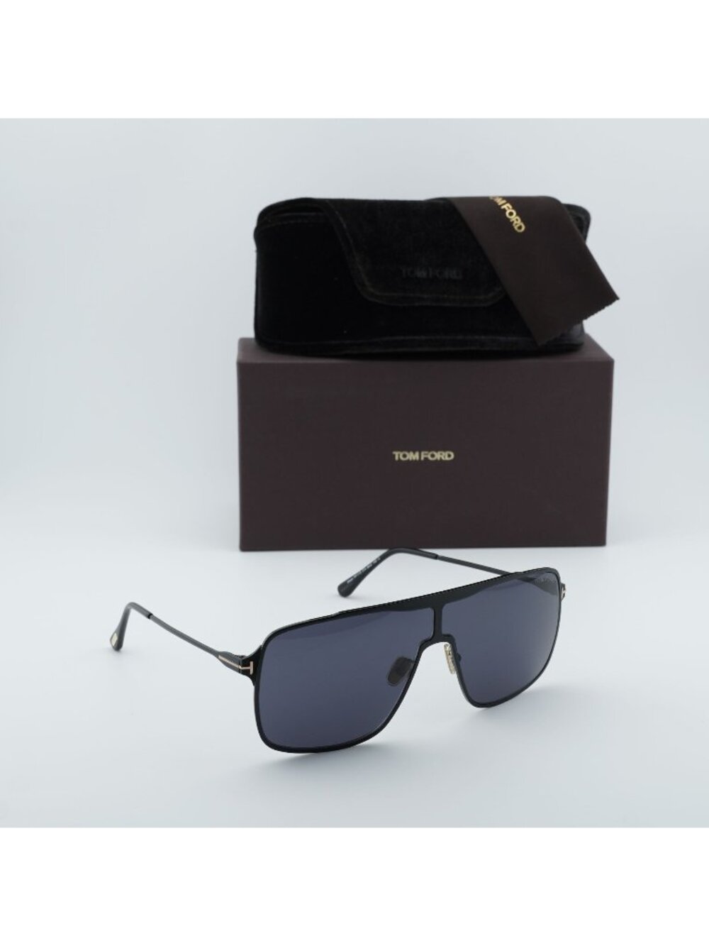 Tom Ford Zappa FT1173 01A Shield Sunglasses - Black / Smoke